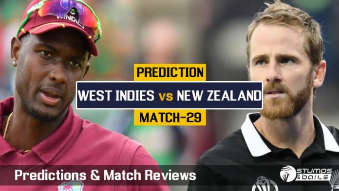 Match Prediction For West Indies vs New Zealand– 29TH ODI ICC CWC19