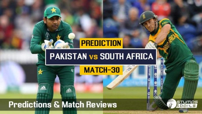 Match Prediction For Pakistan vs South Africa – 30TH ODI ICC CWC19