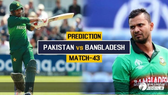 Match Prediction For Pakistan Vs Bangladesh – 43rd ODI ICC CWC19