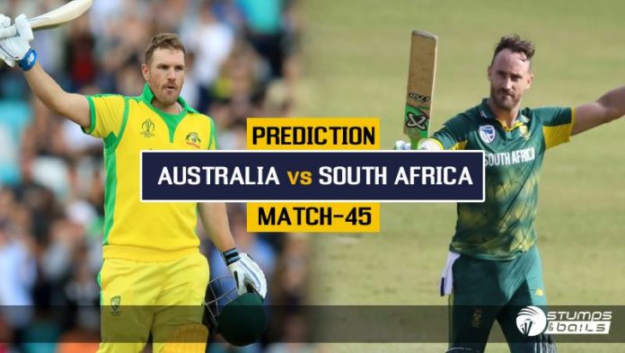 Match Prediction For Australia Vs South Africa – 45th ODI ICC CWC19