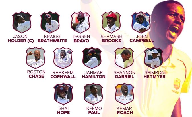 West Indies Announce Their 13-Men Squad For The 2nd Test Against India