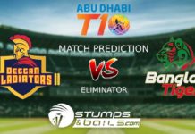 Match Prediction For Deccan Gladiators vs Bangla Tigers Eliminator | T10 League 2019 | DGL vs BGT Match Prediction For Deccan Gladiators vs Bangla Tigers Eliminator | T10 League 2019 | DGL vs BGT