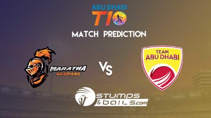 Match Prediction For Maratha Arabians vs Team Abu Dhabi | T10 League 2019 | MA vs AD