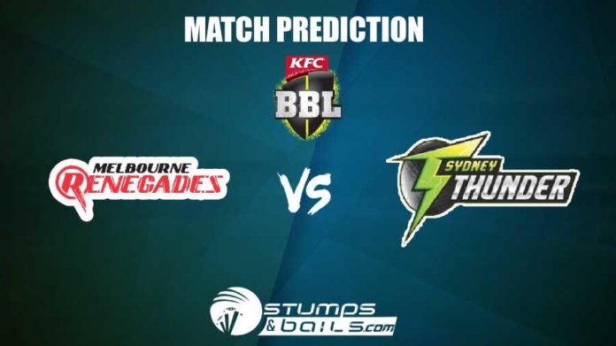 Sydney Thunder Vs Melbourne Renegades T20 Prediction| BBL 2019-20