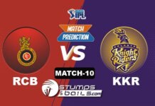 IPL 2021: RCB vs KKR| StumpsandBails Match Predictions Match-Prediction-10: RCB vs KKR