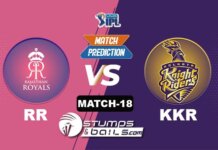 IPL 2021: RR vs KKR| StumpsandBails Match Predictions Match-Prediction-18: RR vs KKR