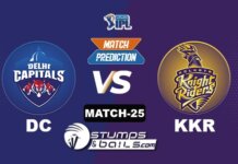 IPL 2021: DC vs KKR| StumpsandBails Match Predictions Match-Prediction-25: DC vs KKR