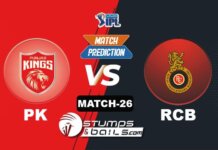 IPL 2021: PK vs RCB| StumpsandBails Match Predictions Match-Prediction-26: PK vs RCB