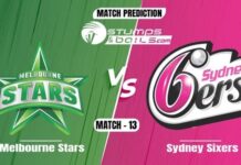 Match Prediction For Melbourne Stars vs Sydney Sixers Melbourne Stars vs Sydney Sixers Match Prediction
