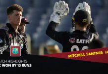 WI vs NZ: New Zealand defeats West Indies in the first T20 game, with Mitchell Santner opening the innings WI vs NZ 1st T20I Match Highlights