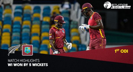 West Indies beat New Zealand by 5 wickets in 1st ODI