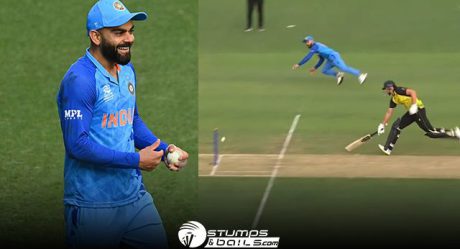 Virat Kohli pulled off an amazing run-out & a One-handed stunner as India survive its first warm-up game against Australia