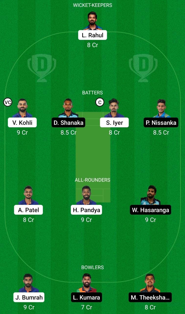 IND vs SL Dream 11 Prediction