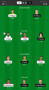 SIX Vs THU Dream11 Team