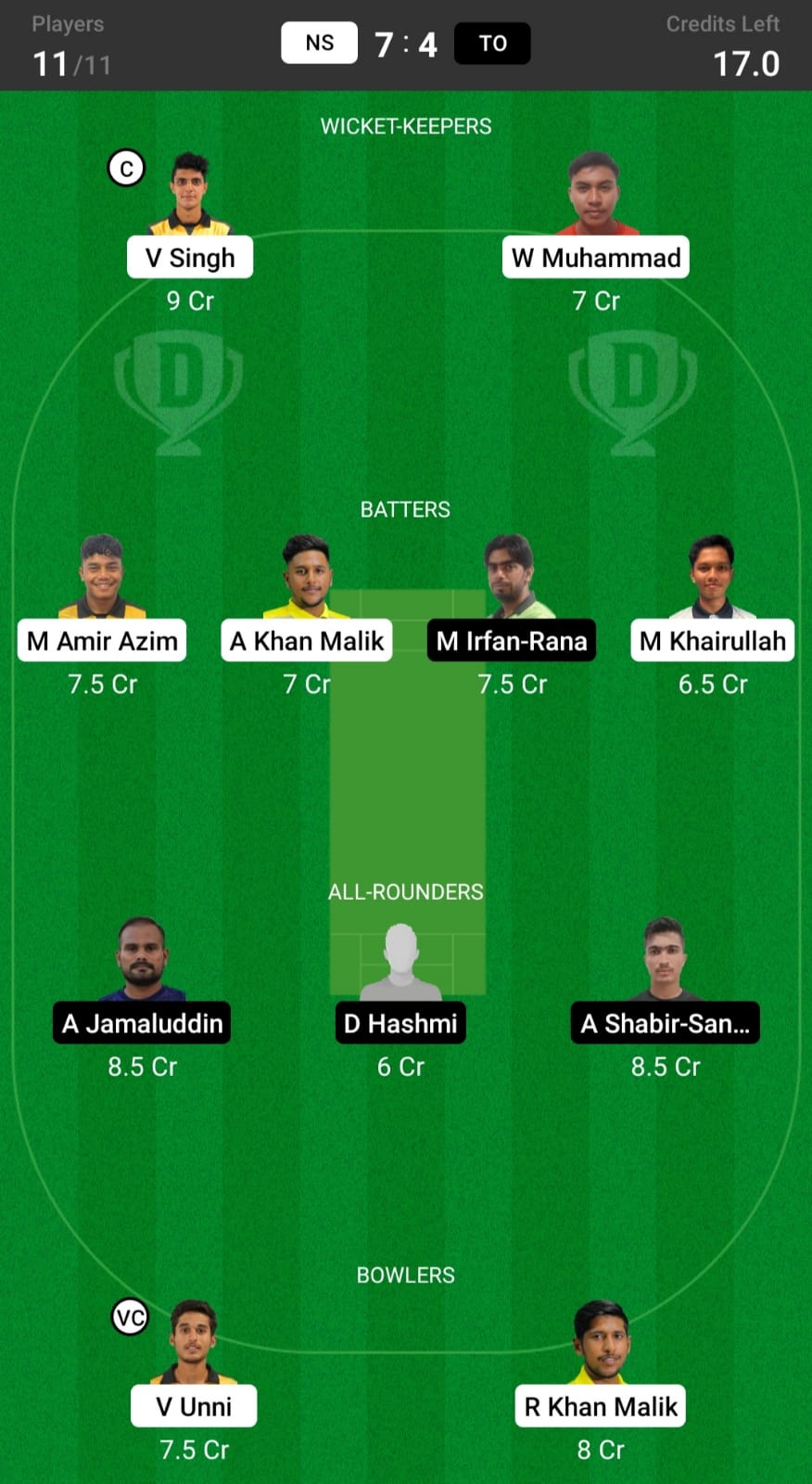 NS vs TO Dream 11 Team Today