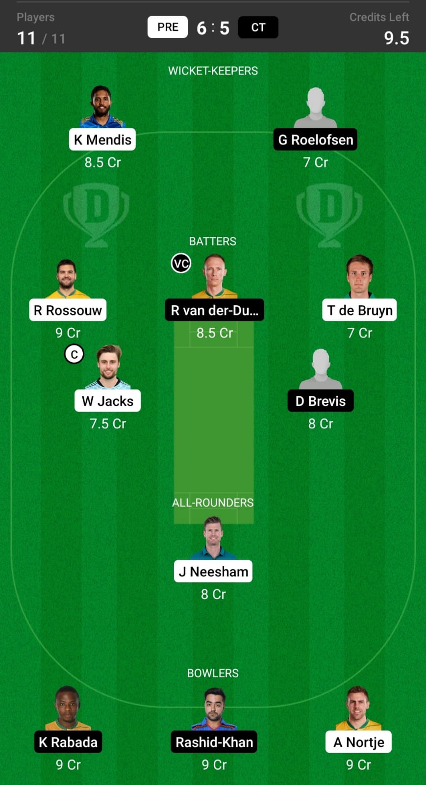 PRE vs DUR Dream11 Prediction