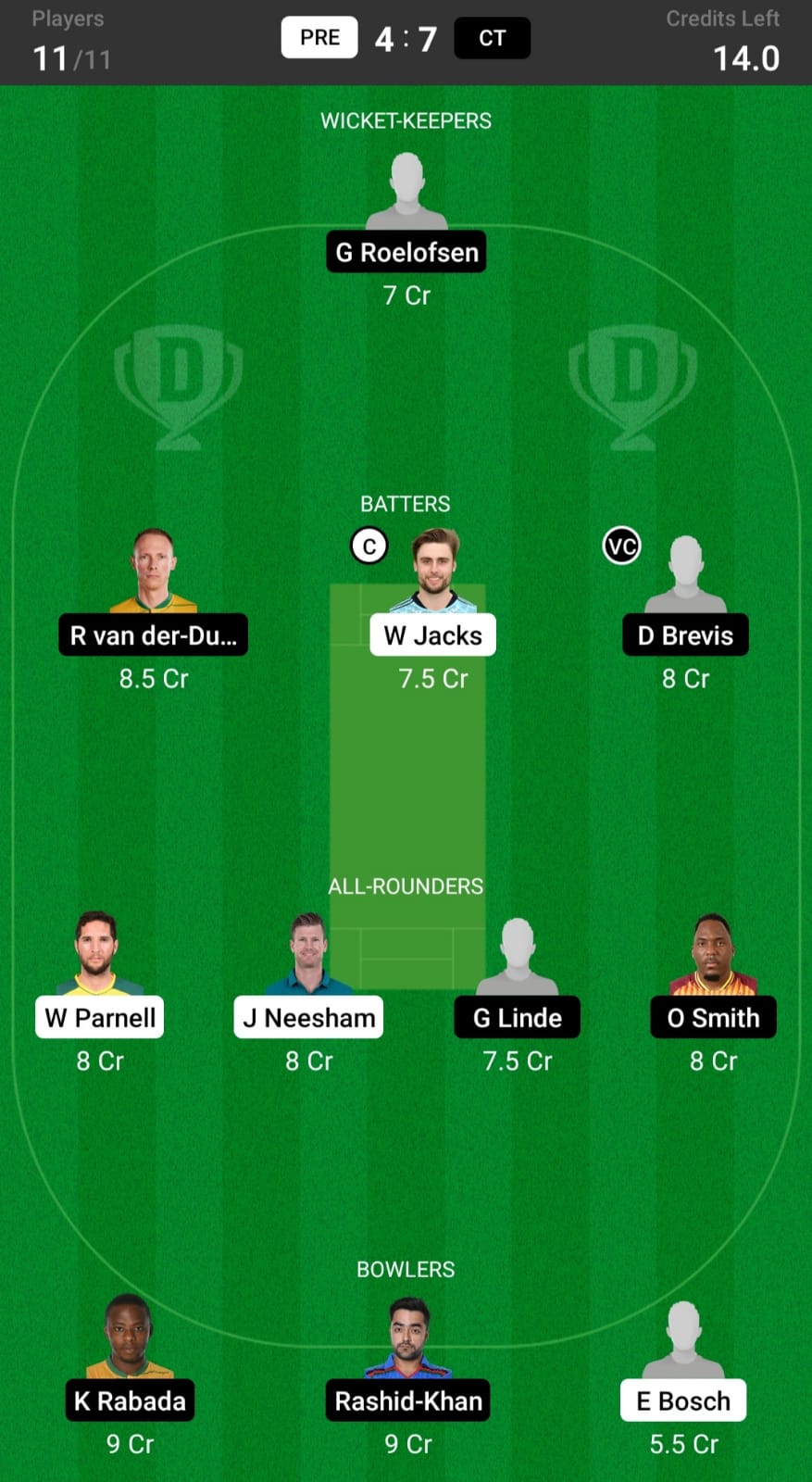 PRE vs DUR Dream11 Prediction