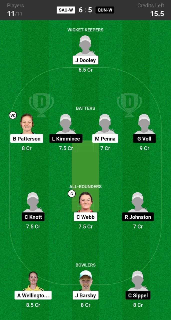 SAU-W vs QUN-W Dream11 Team Today