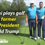 MS Dhoni plays golf with former USA President Donald Trump after enjoying Alcaraz vs Zverev match at US Open 2023 