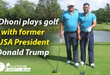 MS Dhoni plays golf with former USA President Donald Trump after enjoying Alcaraz vs Zverev match at US Open 2023 MS Dhoni Playing Golf