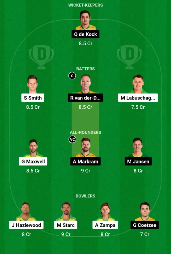 AUS vs SA Dream11 Prediction World Cup
