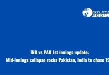 IND vs PAK 1st innings update: Mid-innings collapse rocks Pakistan, India to chase 192 IND vs PAK 1st innings update