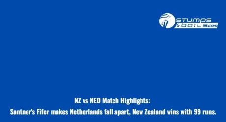 NZ vs NED Match Highlights: Santner’s Fifer makes Netherlands fall apart, New Zealand wins with 99 runs.