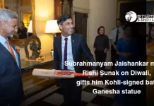 Subrahmanyam Jaishankar meets Rishi Sunak on Diwali, gifts him Kohli-signed bat, Ganesha statue Jaishankar meets Rishi Sunak