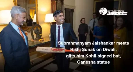 Subrahmanyam Jaishankar meets Rishi Sunak on Diwali, gifts him Kohli-signed bat, Ganesha statue