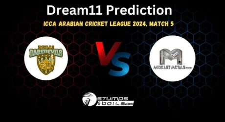DDD vs MEM Dream11 Prediction, Dubai Dare Devils vs Mid-East Metals Match Preview, Playing 11, Pitch Report, Injury Report, Match 5 ICCA Arabian Cricket League 2024