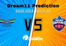 DSG vs PRC Dream11 Prediction, Durban Super Giants vs Pretoria Capitals Match Preview, Match 24, SA 20 2024, Pitch Report, Injury and Updates, SA20 2024 DSG vs PRC Dream11 Prediction