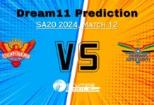 DSG vs SUNE Dream11 Prediction Match 12, Fantasy Cricket Tips, Pitch Report, Injury and Updates, SA20 2024 DSG vs SUNE Dream11 Prediction