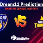 GGI vs QUT Dream11 Prediction, Ghubrah Giants vs Qurum Thunders Playing 11, Pitch Report, Oman D10 League, 2024, Injury Report,  Match 5 