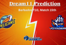 PEL vs VOY Dream11 Prediction, Pelicans vs Voyagers Match Preview, Playing XI, Pitch Report, & Injury Updates for Barbados T10, Match 15 PEL vs VOY Dream11 Prediction