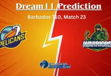 PEL vs WAR Dream11 Prediction, Pelicans vs Warriors Match Preview, Playing 11, Pitch Report, Injury Report for Match 23 of Barbados T10 2024 PEL vs WAR Dream11 Prediction