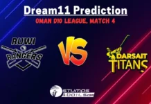 RUR vs DAT Dream11 Prediction, Oman D10 League, Ruwi Rangers vs Darsait Titans Match Preview, Probable Playing 11, Pitch Report, Injury & Updates. RUR vs DAT Dream11 Prediction