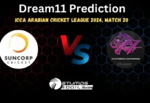 SCP vs AZ Dream11 Prediction, Suncorp vs AZ Sports Match Preview Playing 11, Injury Reports for Match 20 of ICCA Arabian Cricket League 2024 SCP vs AZ Dream11 Prediction
