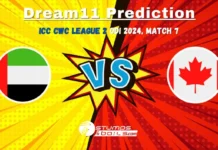 UAE vs CAN Dream11 Prediction: ICC CWC League 2 ODI 2024, Match 7, Small League Must Picks, Pitch Report, Injury Updates, Fantasy Tips, UAE vs CAN Dream 11 UAE vs CAN Dream11 Prediction