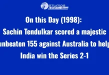 On this Day (1998): Sachin Tendulkar scored a majestic unbeaten 155 against Australia to help India win the Series 2-1 IND vs AUS Sachin Tendulkar in 1998