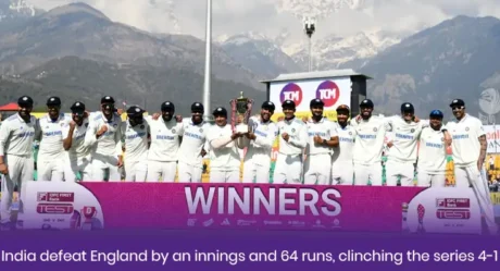 India vs England Highlights, 5th Test Day 3:India defeat England by an innings and 64 runs, clinching the series 4-1.