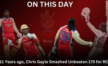 On This Day in 2013 – 11 Years ago, Chris Gayle Smashed Unbeaten 175 for RCB Chris Gayle 175 In IPL