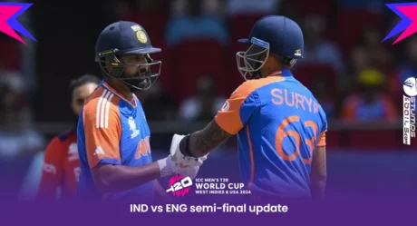 IND vs ENG semi-final update: Rohit, Suryakumar power India to 171 in a rain-halted ticket to finale clash