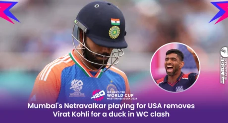 Mumbai’s Netravalkar playing for USA removes Virat Kohli for a duck in WC clash