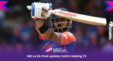 IND vs SA Final update: Kohli’s blazing 76, Axar’s fearless 47 help India to post 176 in WC final 