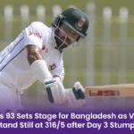 Islam’s 93 Sets Stage for Bangladesh as Visitors Stand Still at 316/5 after Day 3 Stumps