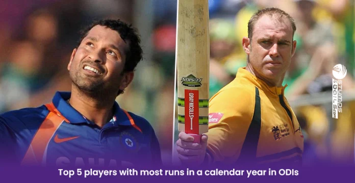 Top 5 players with most runs in a calendar year in ODIs