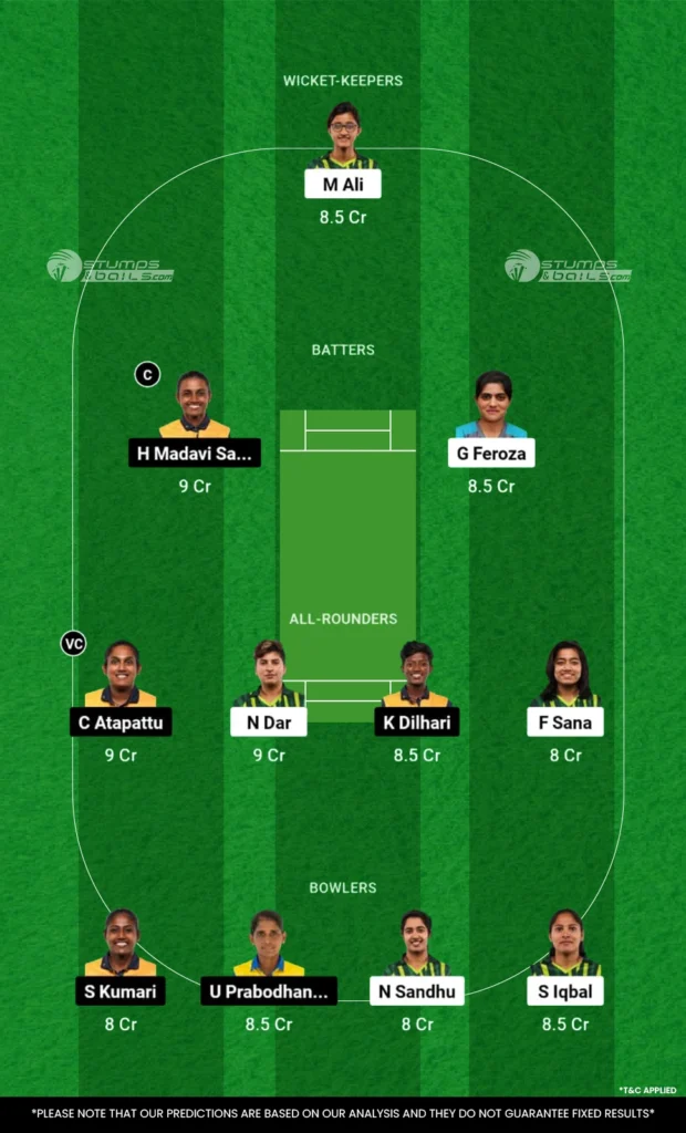 PK-W vs SL-W Dream11 Prediction 2nd T20I