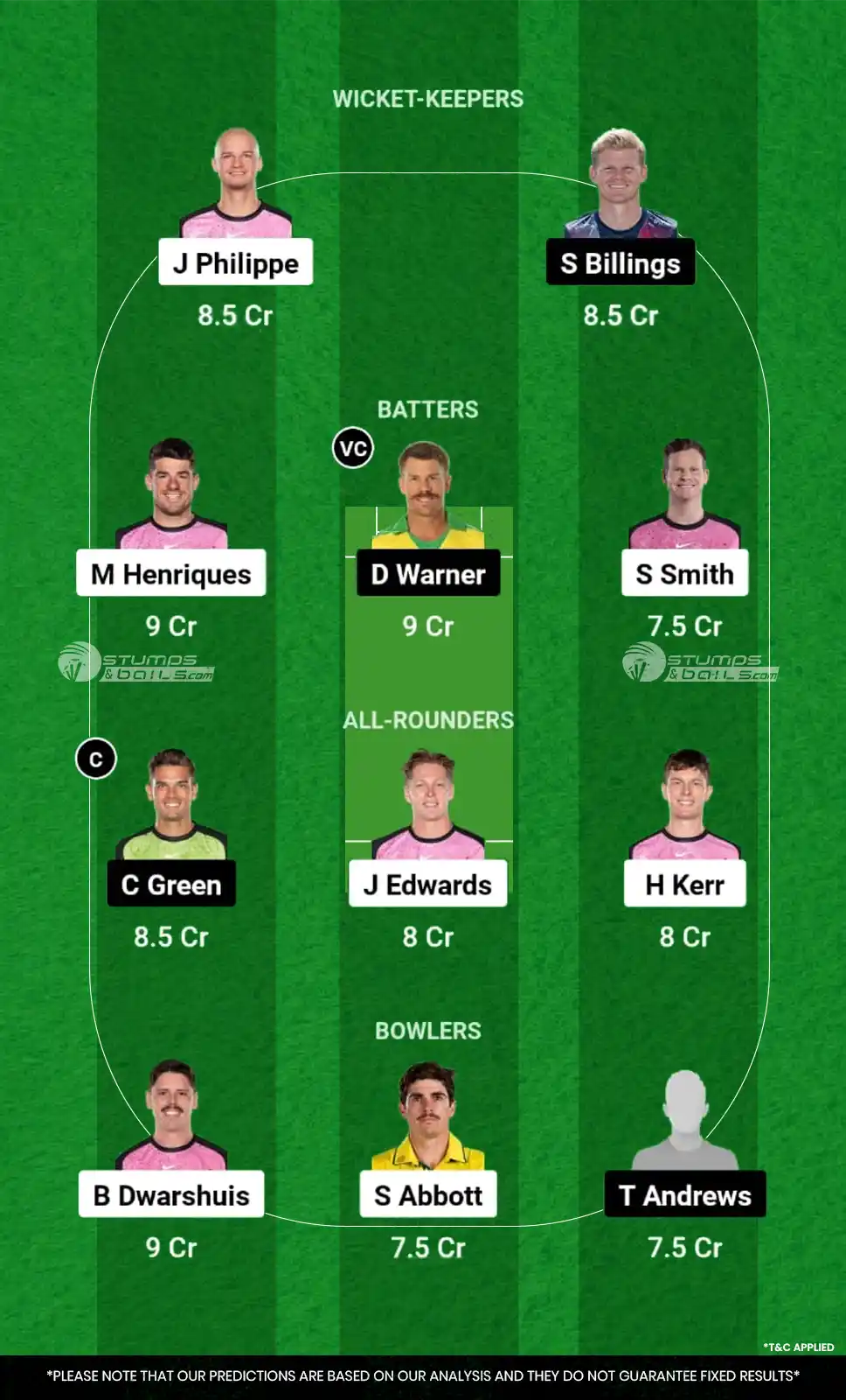 SIX vs THU 37th Match Dream11 Prediction