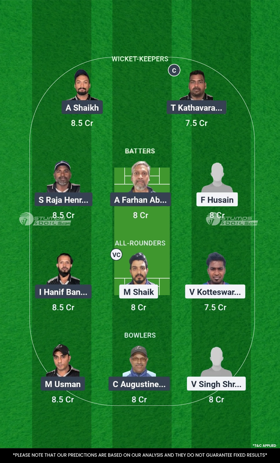 GUC vs LEX 5th Match Fantasy Playing 11 Team No. 1