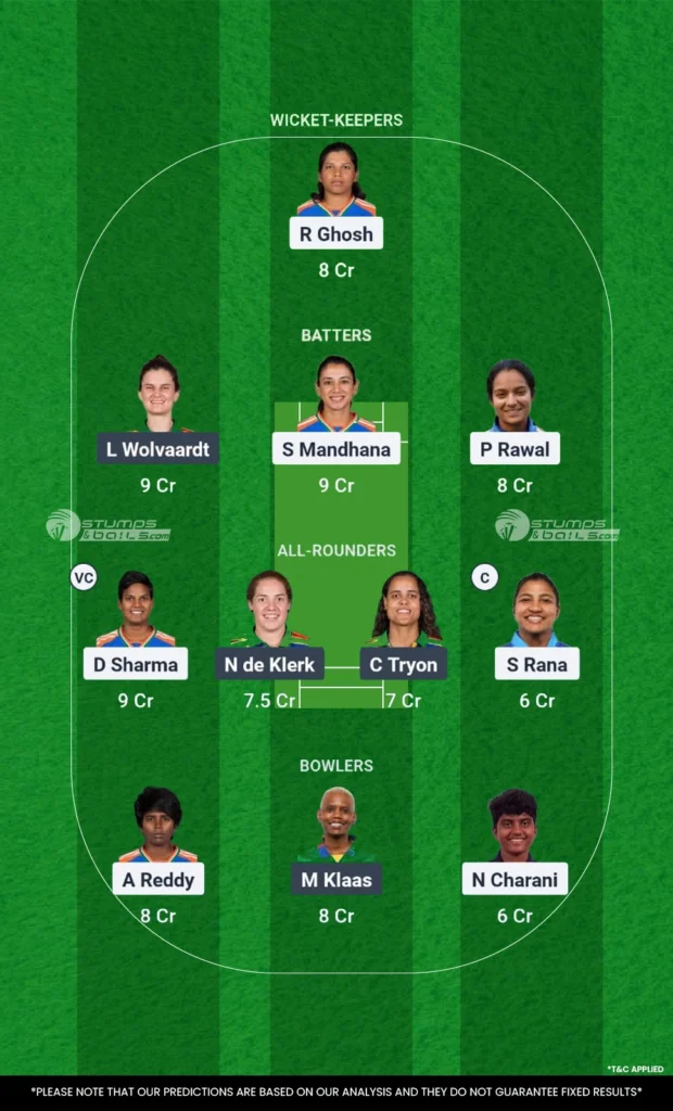 IN-W vs SA-W Fantasy Pick Team 2